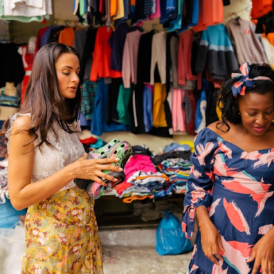 Women shopping in clothing store